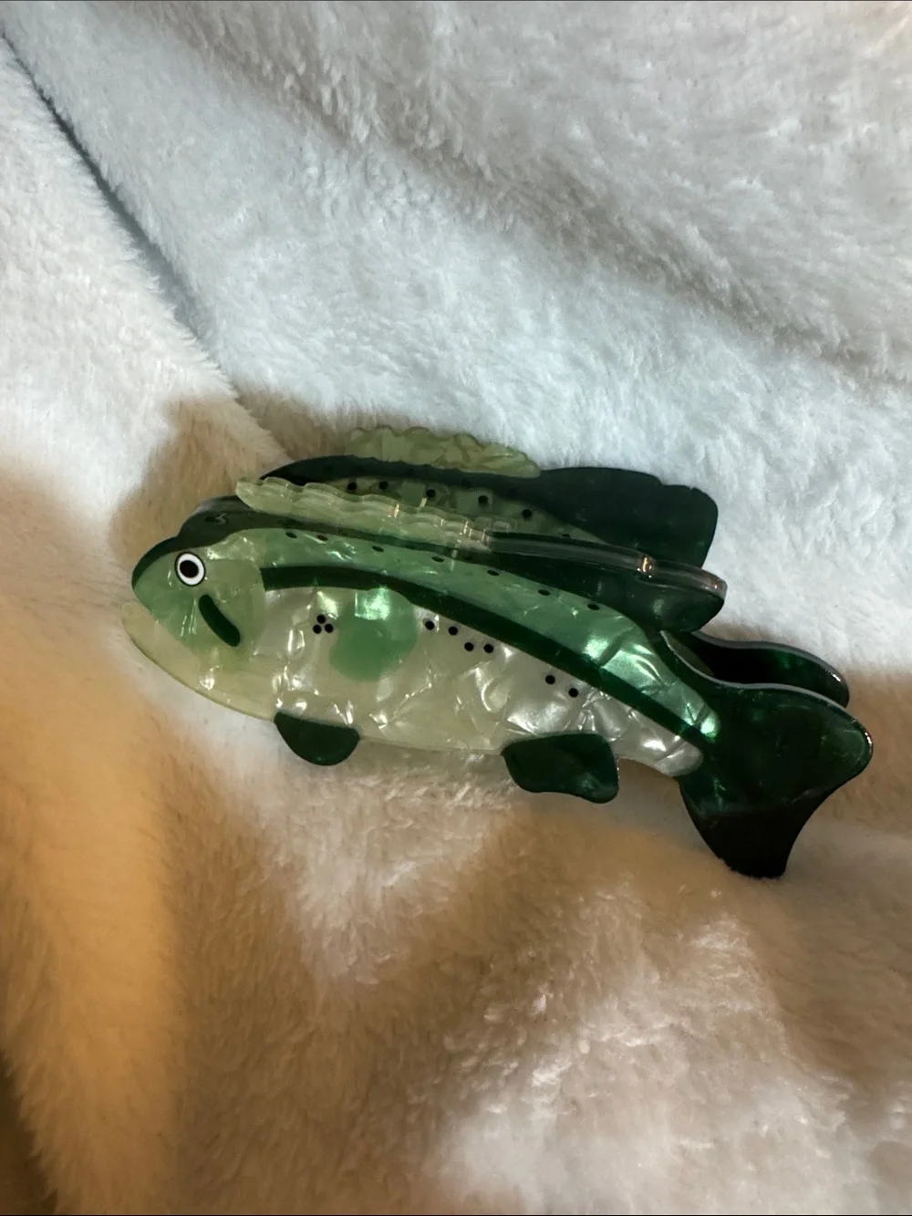 Green Fish Hair Clip - Shiny Green Fish Barrette